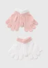 2 Pack Girls Pink Gloves - One Size Image 1