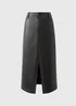 Black Faux Leather Midi Skirt - Size 16 Image 3
