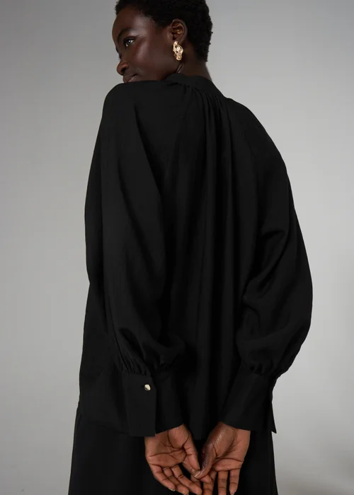 Et Vous Black Long Sleeve Popover Blouse - Small Image 3