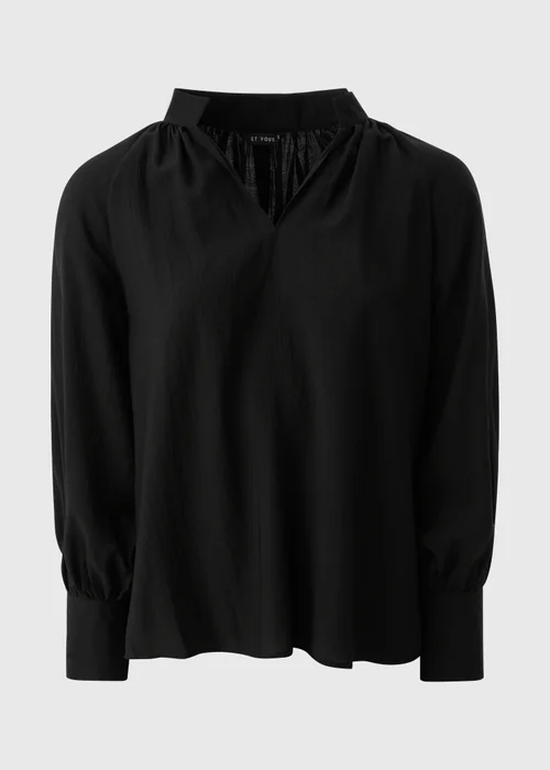 Et Vous Black Long Sleeve Popover Blouse - Small Image 4