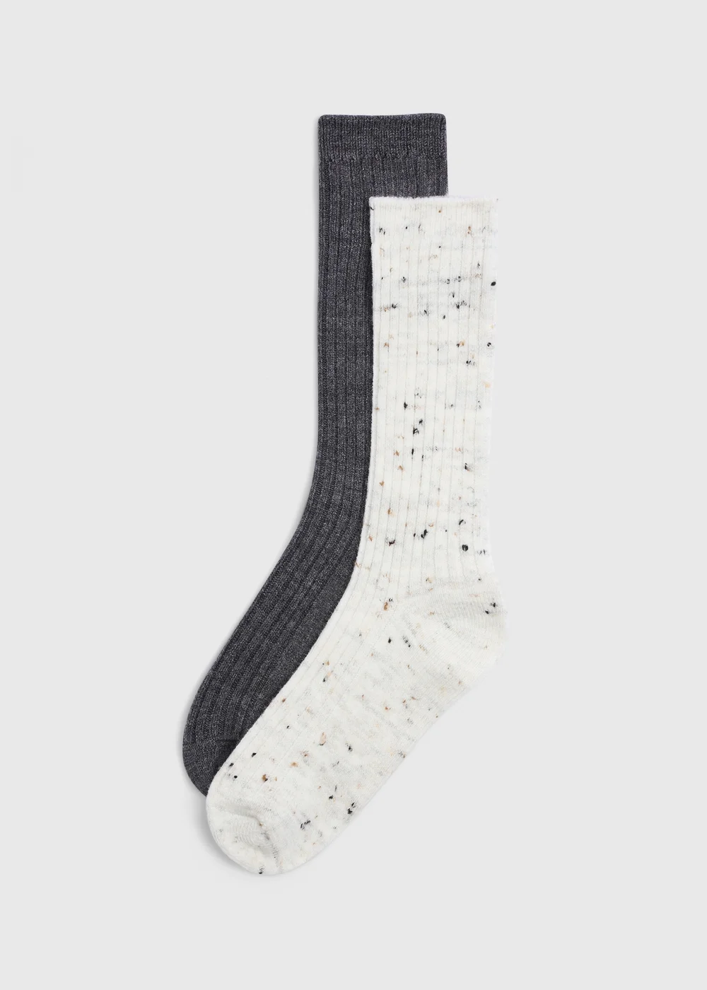 2 Pack Grey & Cream Speckle Socks - One Size Image 1