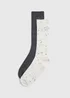 2 Pack Grey & Cream Speckle Socks - One Size Image 1