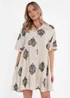 Gini London Beige Embroidery Smock Oversized Mini Shirt Dress - S/M Image 3