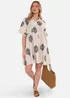 Gini London Beige Embroidery Smock Oversized Mini Shirt Dress - S/M Image 4