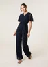 Blue Vanilla Navy Lace Wrap Over Jumpsuit - Size 16 Image 1