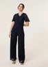 Blue Vanilla Navy Lace Wrap Over Jumpsuit - Size 16 Image 2