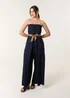 Blue Vanilla Navy Linen Belted Wide Bandeau Jumpsuit - M/L Image 2