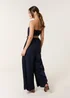 Blue Vanilla Navy Linen Belted Wide Bandeau Jumpsuit - M/L Image 3
