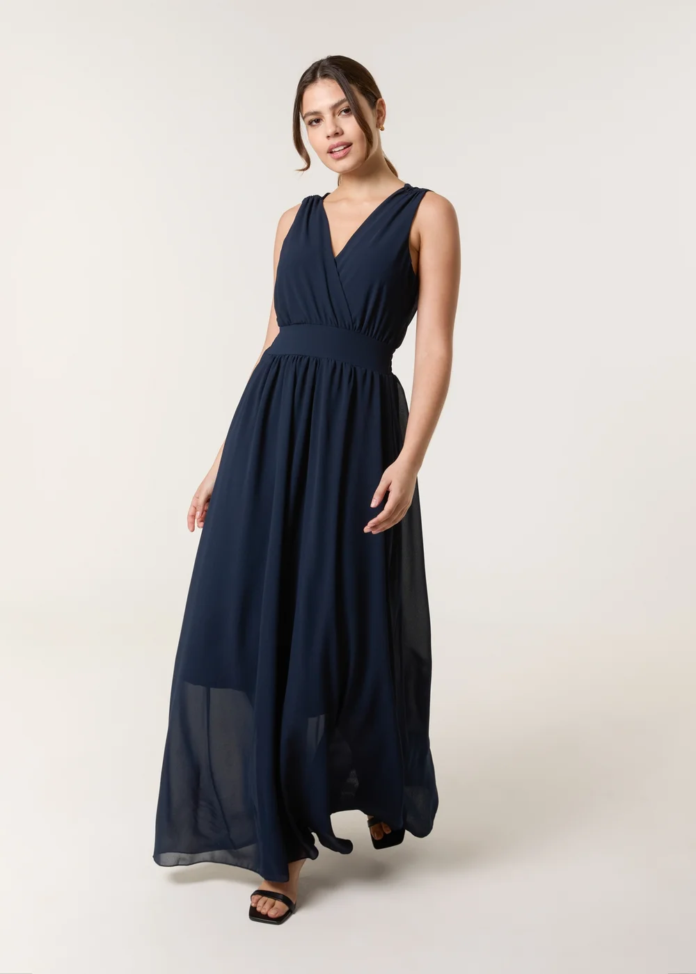 Blue Vanilla Navy Sleeveless Wrap Front Maxi Dress - M/L Image 2