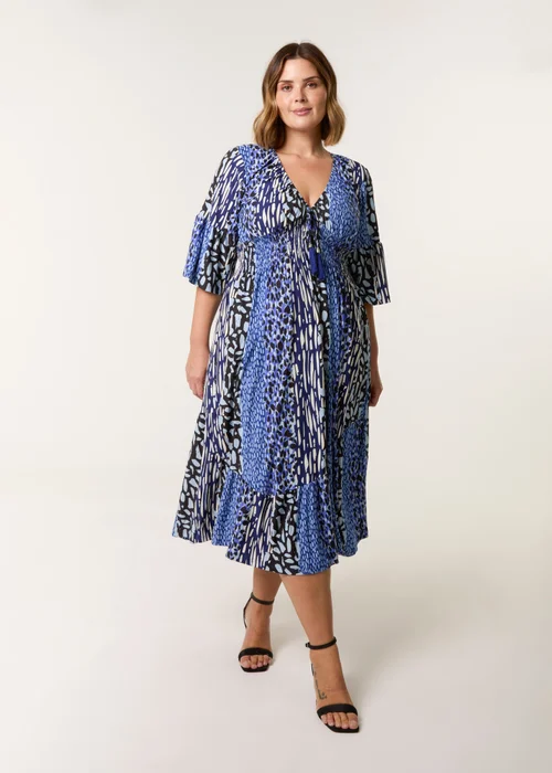 Blue Vanilla Navy Curve Elasticated V Neck Midi Dress - 18-20 Image 4