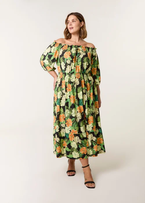 Blue Vanilla Black Curve Bardot Elasticated Midi Dress - 18-20 Image 1