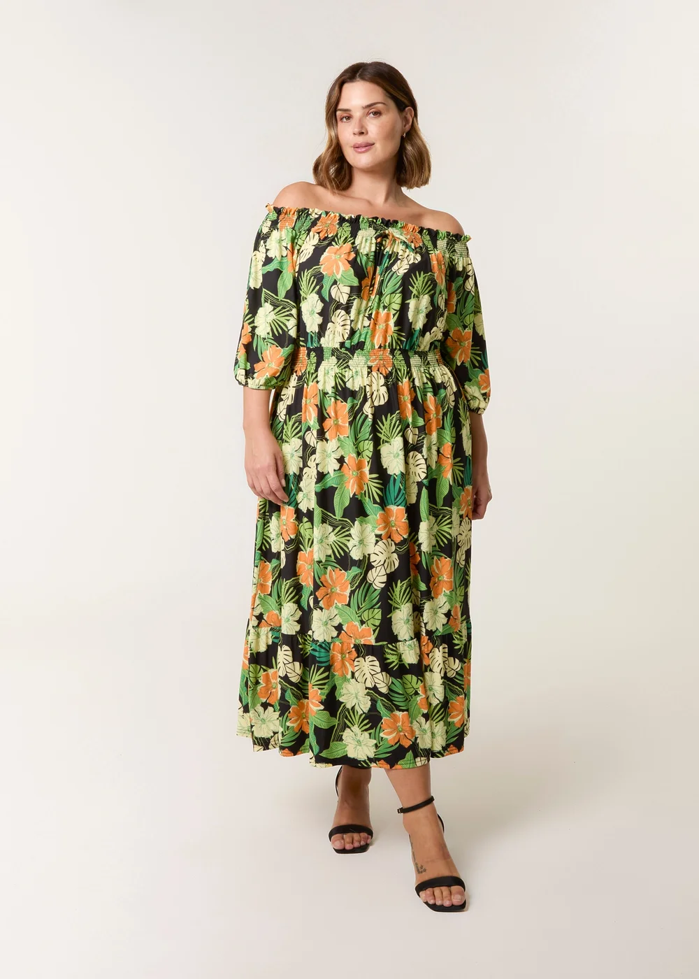 Blue Vanilla Black Curve Bardot Elasticated Midi Dress - 18-20 Image 2