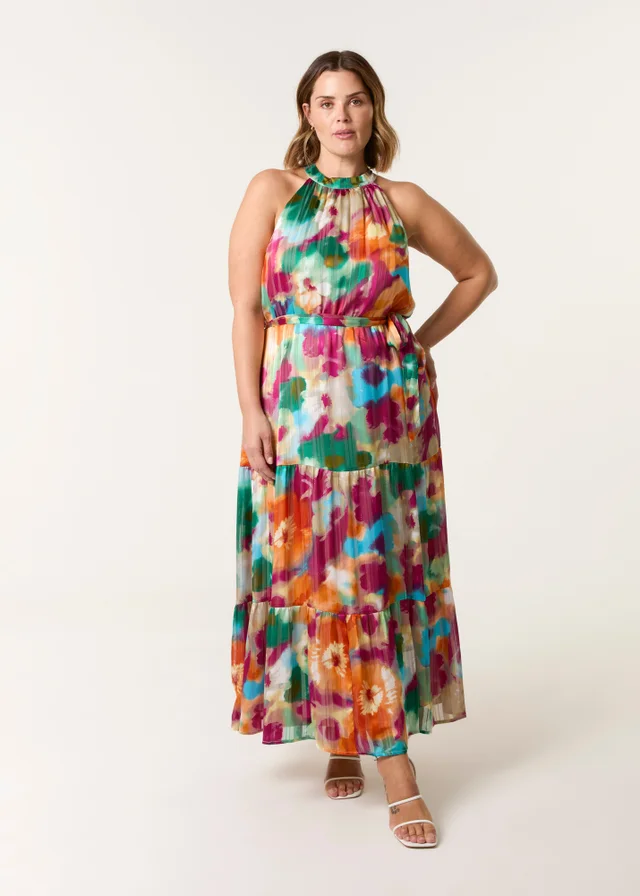 Blue Vanilla Multi Curve Halterneck Midi Dress