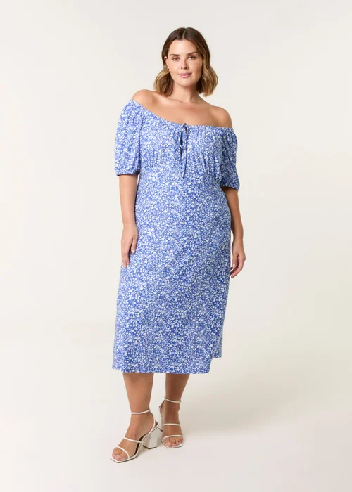 Blue Vanilla Blue Curve Ditsy Print Milkmaid Stretch Crepe Midi Dress - 18-20 Image 3