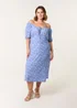 Blue Vanilla Blue Curve Ditsy Print Milkmaid Stretch Crepe Midi Dress - 18-20 Image 3