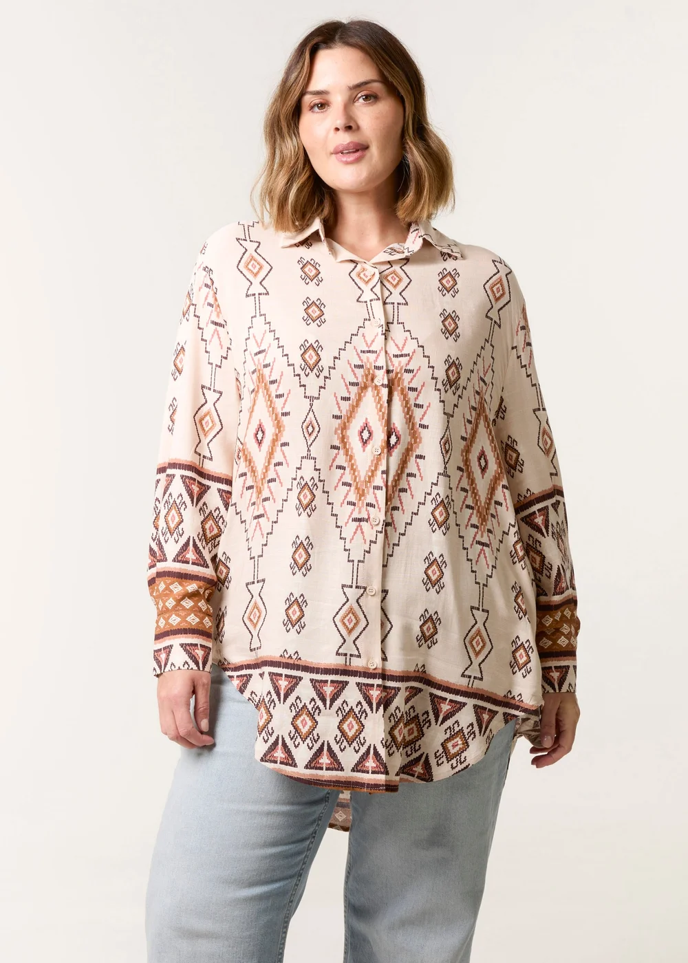 Blue Vanilla Stone Curve Geometric Print Shirt - One Size Image 1