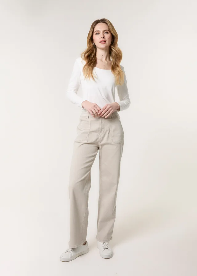 Blue Vanilla Sand Wide Leg Pocket Trouser