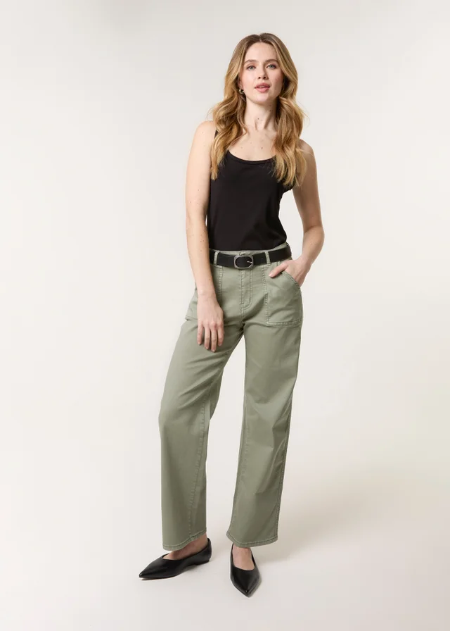 Blue Vanilla Khaki Wide Leg Pocket Trouser