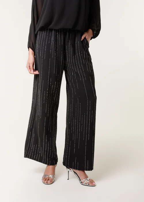 Blue Vanilla Black Sparkle Wide Leg Trouser - M/L Image 4