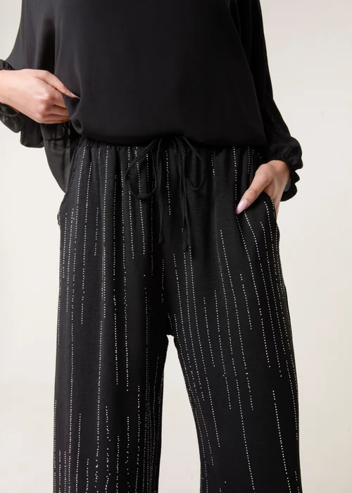 Blue Vanilla Black Sparkle Wide Leg Trouser - M/L Image 2