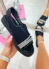 Love Lemonade Black Crystal Bling Mesh Comfort Sandals - Size 3 Image 1