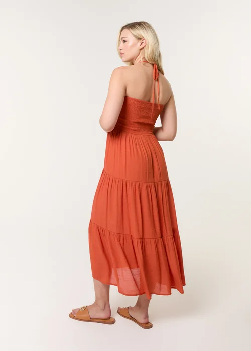 Blue Vanilla Orange Bandeau Tiered Midi Dress - L/XL Image 3