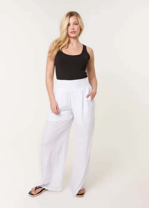 Blue Vanilla White Shirred Trouser - M/L Image 1