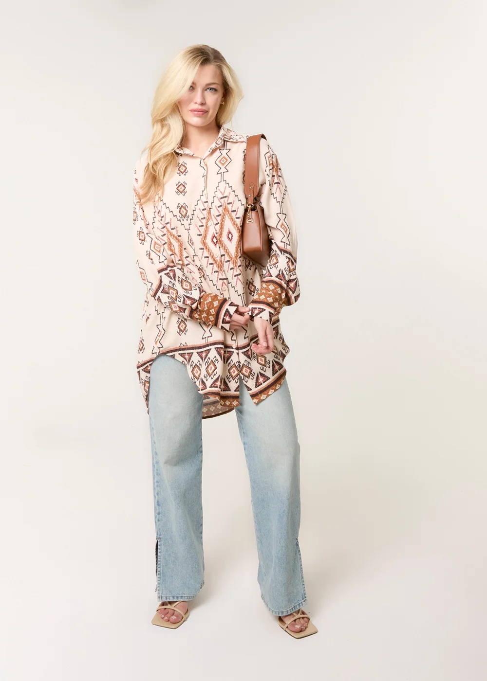 Blue Vanilla Stone Shirt With Geometric Print - One Size Image 2