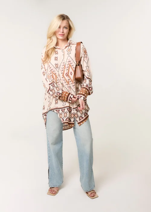 Blue Vanilla Stone Shirt With Geometric Print - One Size Image 2