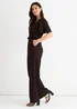 Gini London Chocolate Textured Jersey Wrap Wide Leg Jumpsuit - 8 Image 4