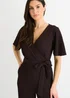 Gini London Chocolate Textured Jersey Wrap Wide Leg Jumpsuit - 8 Image 3