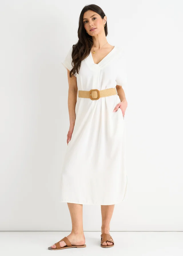 Gini London White Air Flow Belted Oversized Dress