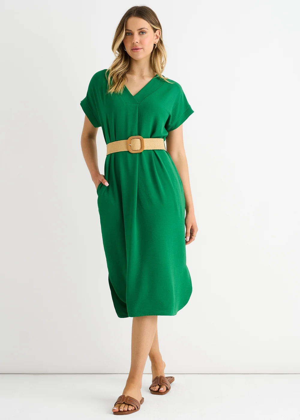 Gini London Green Air Flow Belted Oversized Dress - S/M Image 1