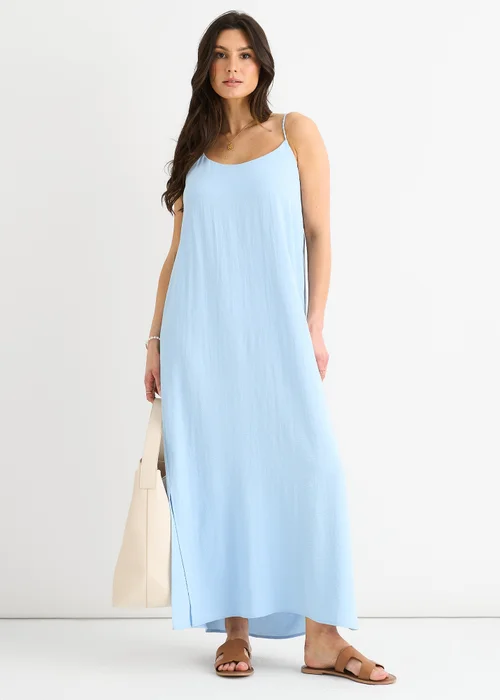 Gini London Blue Strappy Cross Back Airflow Oversized Dress - Medium/Large Image 1