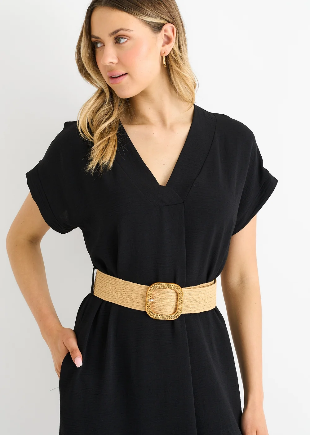 Gini London Black Air Flow Belted Oversized Dress - L/XL Image 3