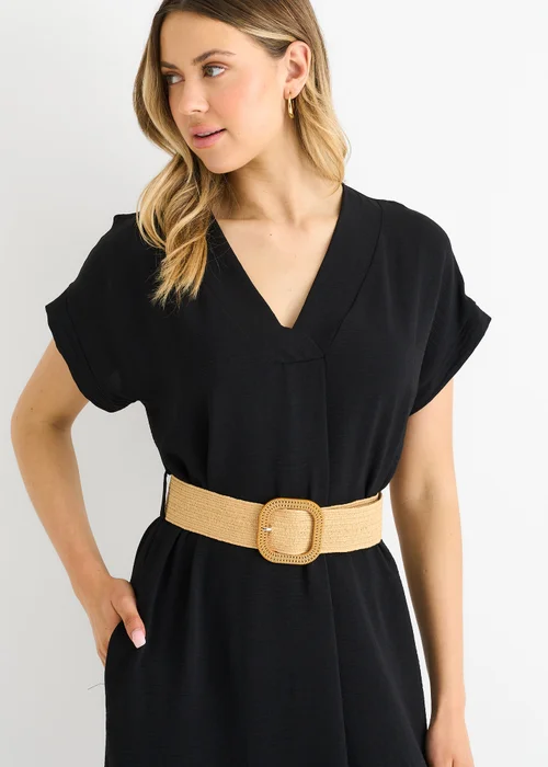 Gini London Black Air Flow Belted Oversized Dress - Medium/Large Image 3