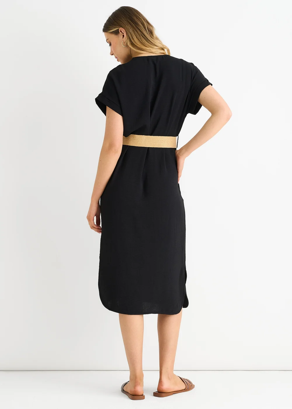 Gini London Black Air Flow Belted Oversized Dress - Medium/Large Image 2