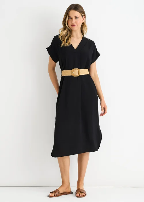 Gini London Black Air Flow Belted Oversized Dress - Medium/Large Image 1