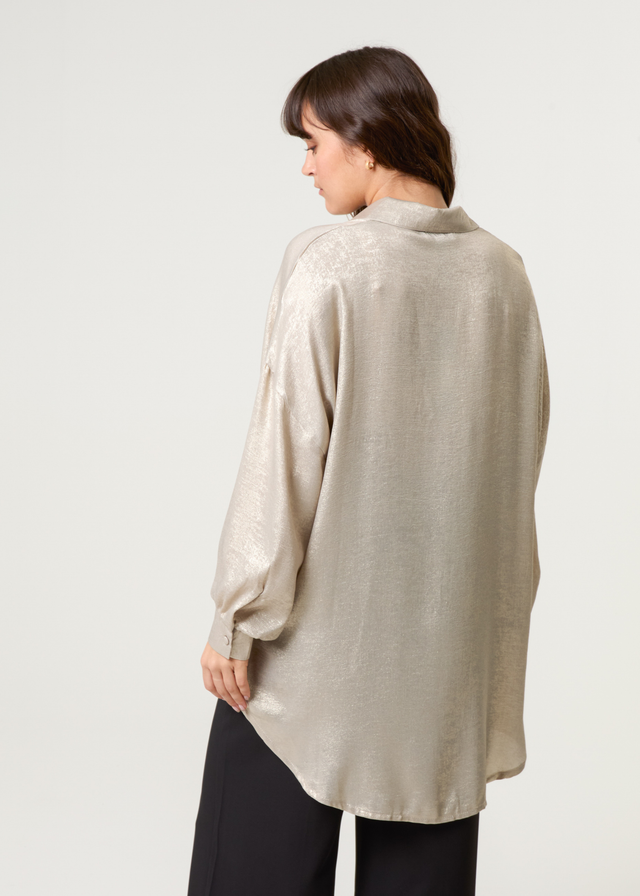 Blue Vanilla Champagne Shimmer Oversized Blouse
