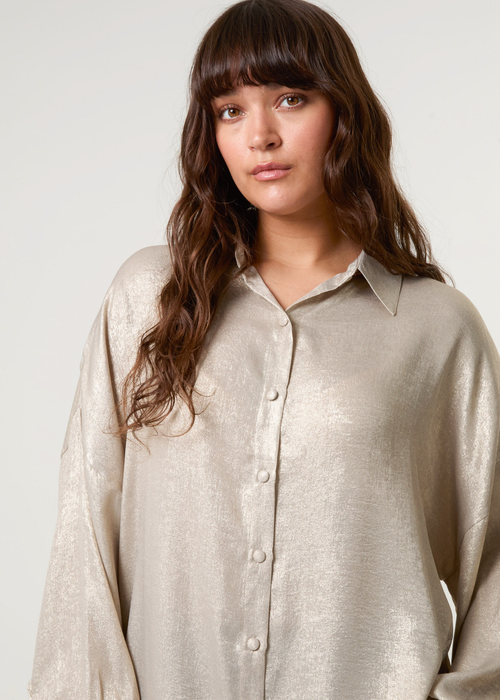 Blue Vanilla Champagne Shimmer Oversized Blouse - One Size Image 3
