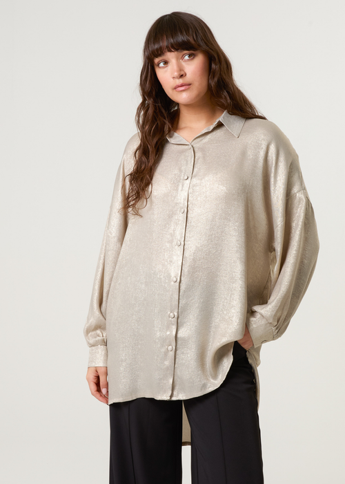 Blue Vanilla Champagne Shimmer Oversized Blouse - One Size Image 1