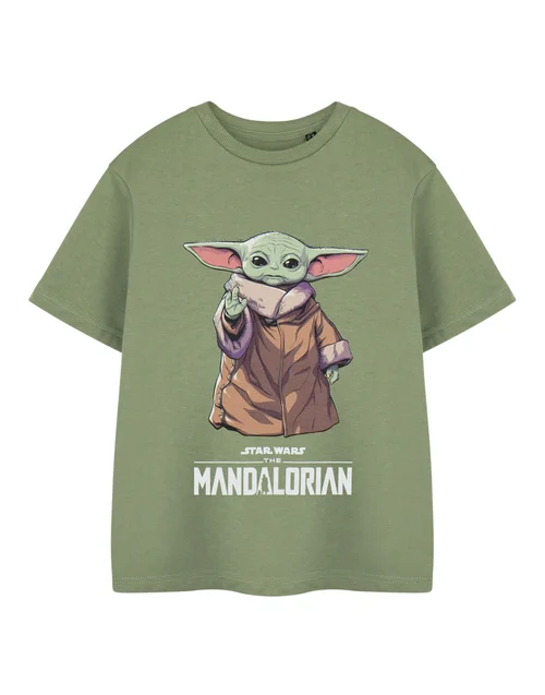 Star Wars Khaki The Mandalorian Grogu Kids T Shirt (3-14 Years) - Age 9-10 Years Image 1