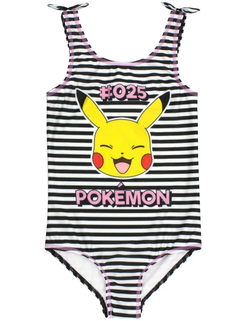Pokemon Kids Pikachu 1 Piece Black Swimming Costume (4-12 Years) - Age 5-6 Years Image 1