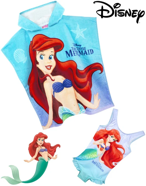 Disney Kids Blue Ariel Poncho Towel & Swimsuit Set (18 Months-8 Years) - Age 6-7 Years Image 3