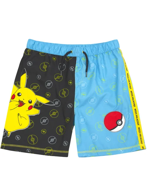 Pokemon Pikachu & Pokeball Kids Blue Swim Shorts (4-12 Years) - Age 7-8 Years Image 1