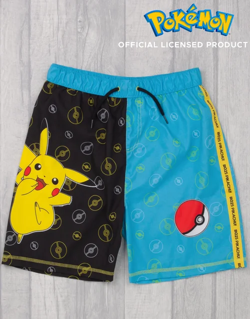 Pokemon Pikachu & Pokeball Kids Blue Swim Shorts (4-12 Years) - Age 7-8 Years Image 2