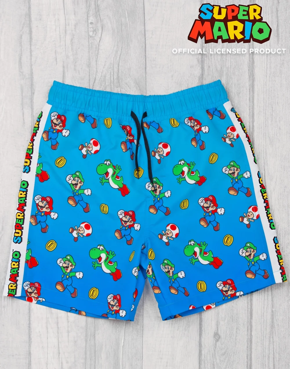 Nintendo Super Mario Character Kids Blue Swim Shorts (3-14 Years) - Age 13-14 Years Image 2
