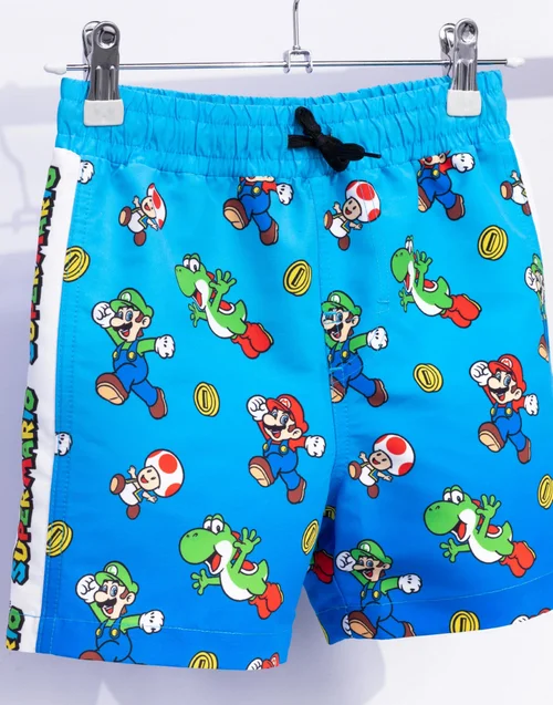 Nintendo Super Mario Character Kids Blue Swim Shorts (3-14 Years) - Age 13-14 Years Image 3