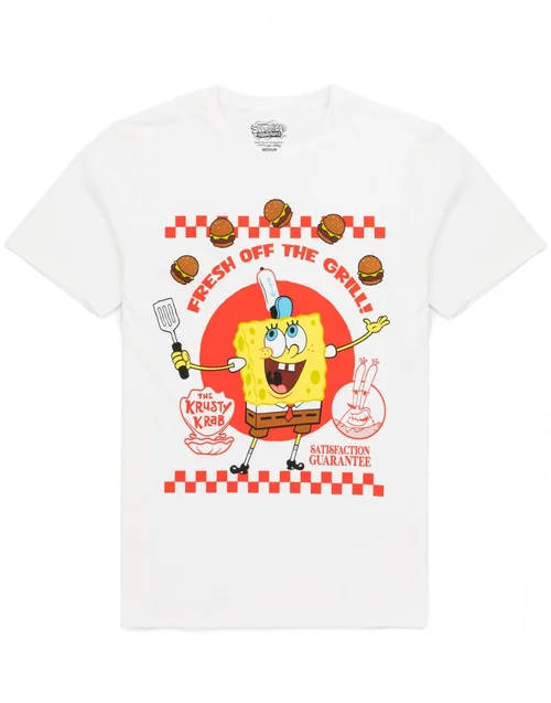SpongeBob SquarePants White & Grey Fresh Off The Grill Shortie Pyjamas - Small Image 3