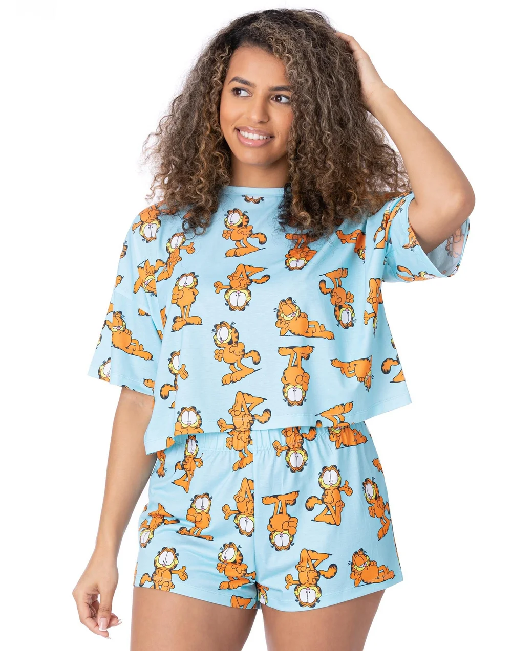 Garfield Blue Garfield All Over Print Shortie Pyjamas - Medium Image 1
